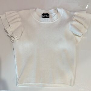 Kids Off- White Ruffle Sleeve Top